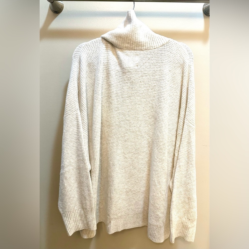 Aerie CozyUp Waffle Quarter Zip Sweater in Heather Gray Size XXL - Picture 7 of 11